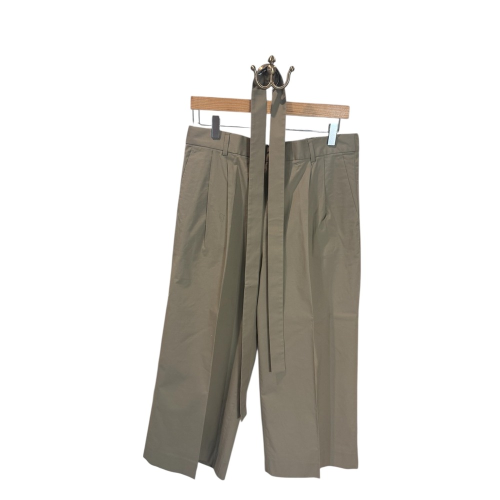 J. Crew Belted Wide Leg Cropped Pants Tan Women's Size 12 Academia Preppy
